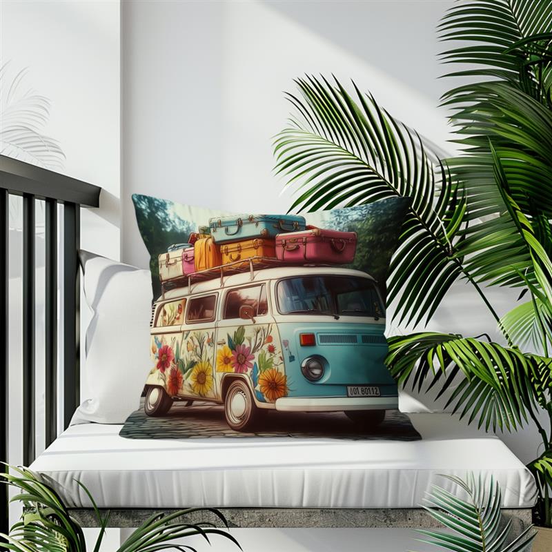 Colorful Camper Cushion Cover 45X45Cm Decorative Pillow Case For Sofa Square Pillowcase Suitable For Home Bedroom Car