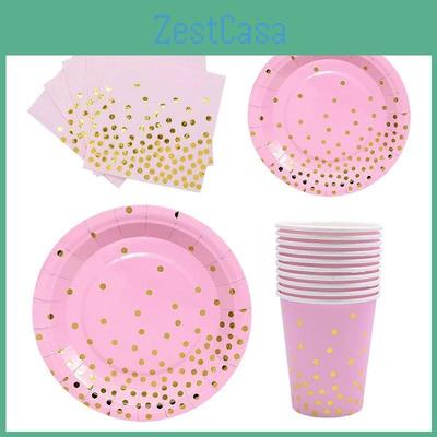 Delightful Pink And Gold Disposable Tableware To Enhance Your Party Atmosphere