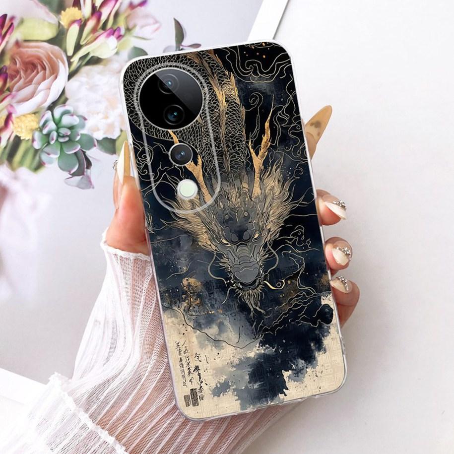 For Vivo V40 V2348 Case V40 Pro V2347 Cover Luxury Dragon Cartoon Soft Silicone Phone Case For Vivo S19 Pro T3 Ultra Funda Coque