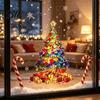 Reusable Holiday Window Film Stained Glass Style Christmas Tree Stickers, Removable PVC Static Cling Decals for Waterproof Seasonal Wall Art