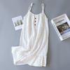 Damen Baumwoll-Krepp Nachthemd, Camisole-Stil, Atmungsaktiv & Schweißabsorbierend, Locker geschnittenes langes Kleid