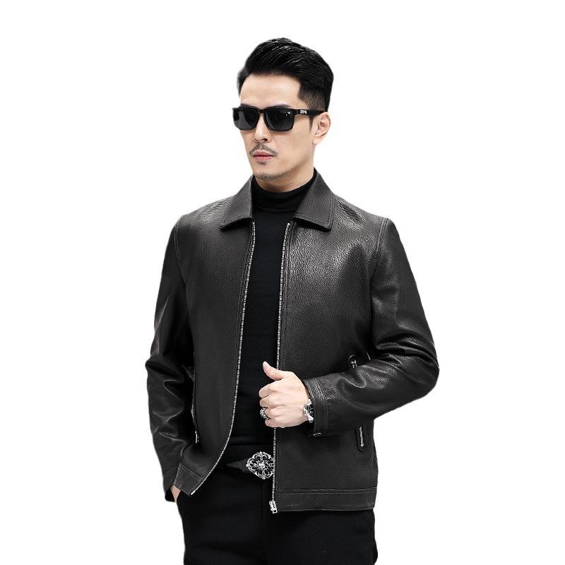 Autumn and Winter New Style Genuine Leather Jacket Men's Goatskin Coat Lapel Jacket Business Men's Wear