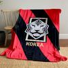 "Korea Tiger Emblem On Red Stripes" Patterned Blanket, Flannel, Suitable for All Seasons, Home Decor, Warm and Cozy