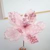 New 25CM Artificial Silk Flower Silk Sequin Fabric Flower Arrangement Ins Style Pink Decorating Flowers Christmas Tree