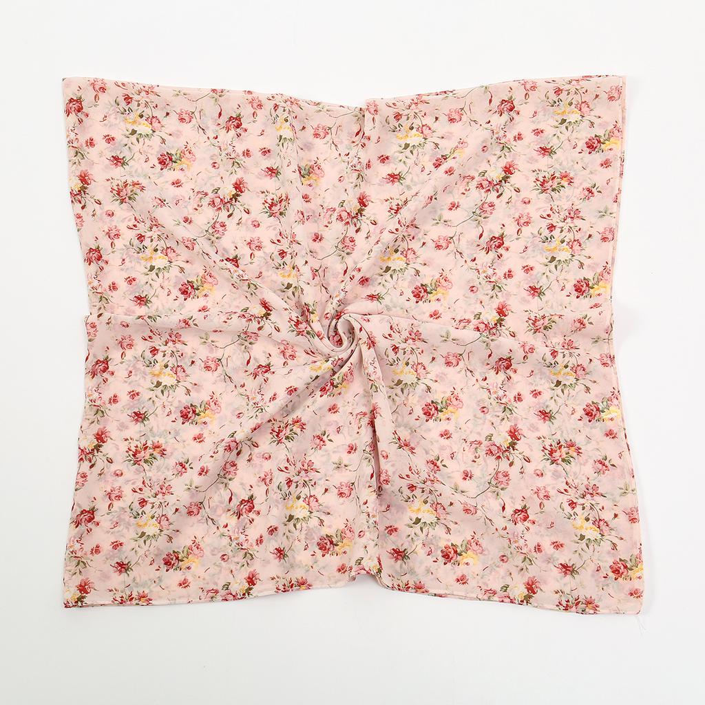 145*145CM Écharpe Carrée Florale Imprimée Chiffon Hijabs Écharpes Pour Femmes Châles Musulmans Foulard Enveloppant Bandeau Bufandas