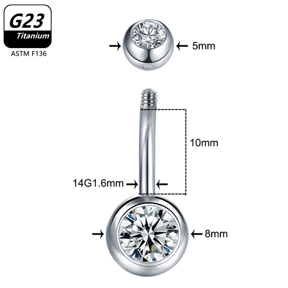 1/5pcs ASTM F136 G23 Titanium 14G Belly Button Ring Navel Nombril Piercing CZ Sexy Women Body Jewelry Ombligo