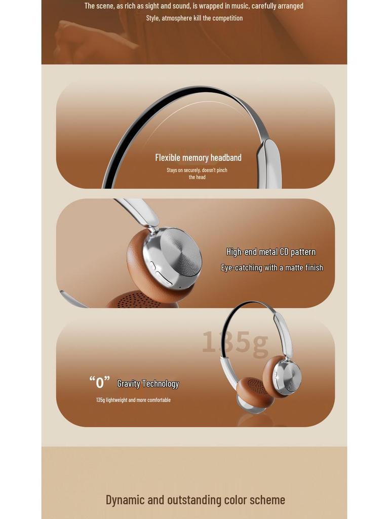 Retro Over-Ear Wireless Bluetooth Headphones with Long Battery Life