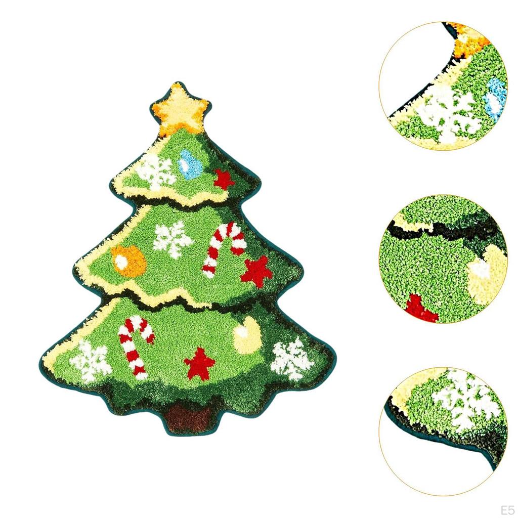 Tappeto Rettangolare Albero di Natale per Decorazioni Natalizie, Tappetino Antiscivolo per Bagno
