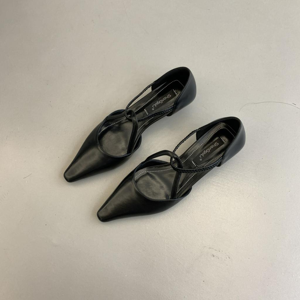 2025 Spring and Autumn New Pointed End Evening Breeze Gentle Soft-soled Ladyshoes Single Shoes Mary Jane Versatile Flat Casual