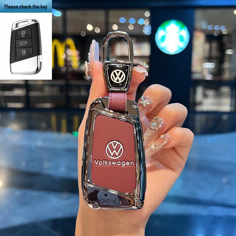 Etui na kluczyk Volkswagen do Teramont, ID3, Tayron, ID4, Golf 8, Lamando - Metalowa i skórzana obudowa.