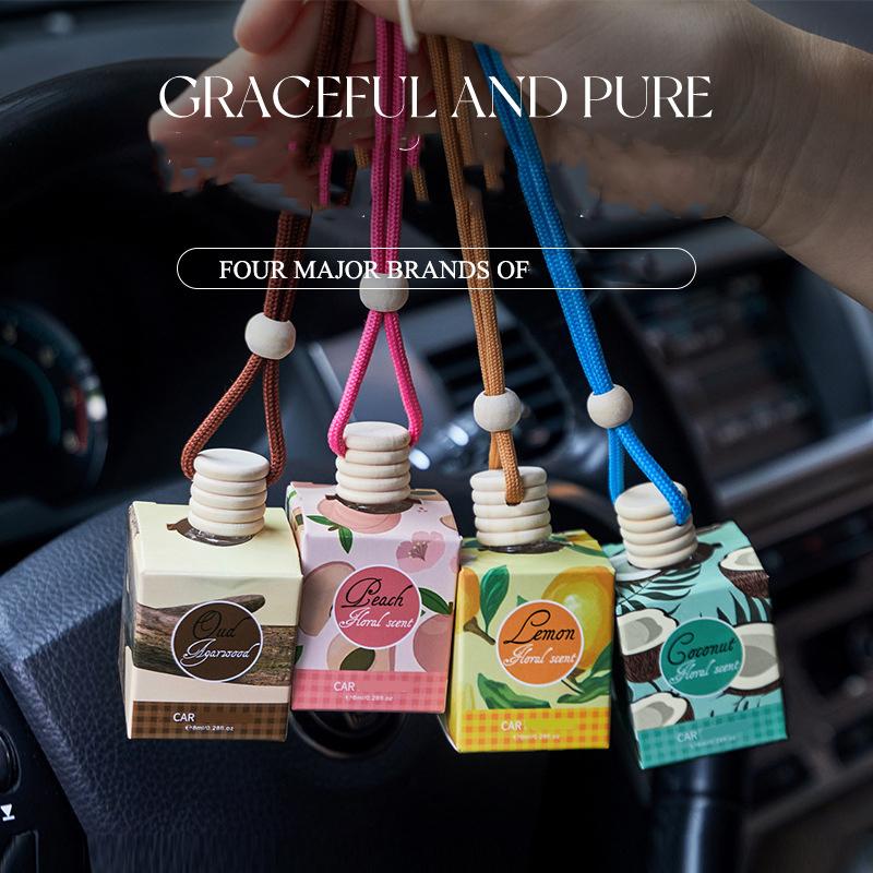 Car Air Hanging Fragrance Oil Diffuser Car Air Freshener Odor Eliminator Long Lasting Aromatherapy Car Decoration 8ml