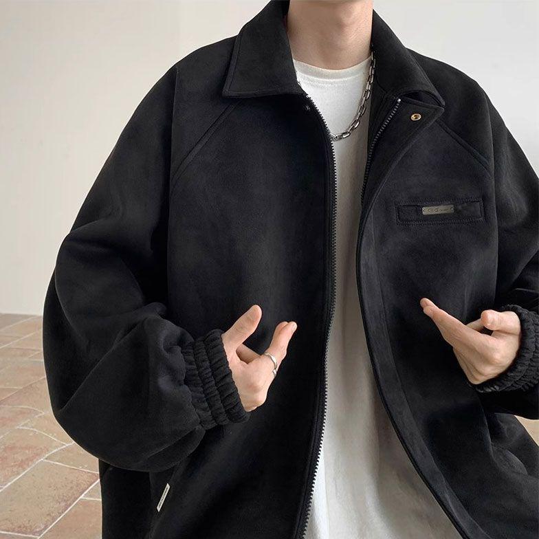 2025 European & American Retro Lapel Suede Jacket for Men & Teenagers