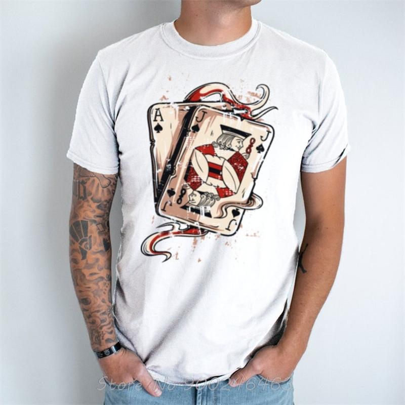 

Poker Cards Unisex T-shirt Cotton Shirts Boys DTG Printed Shirt Gifts Queen Hearts Shirt Southern Casino Tee Playing Card Deck M