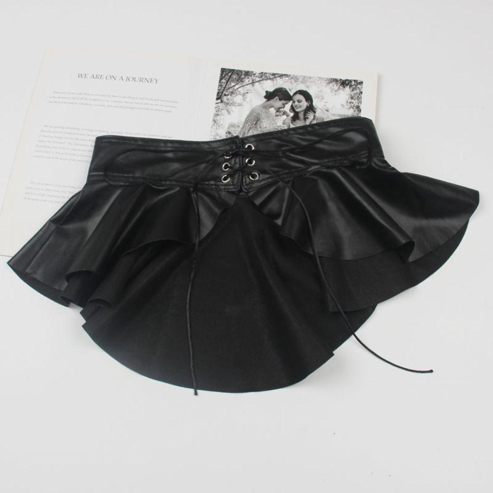 PU Leather Female Waistband Dress Girdle Wide Waist Belt Personality Cummerbunds with Skirt  Women