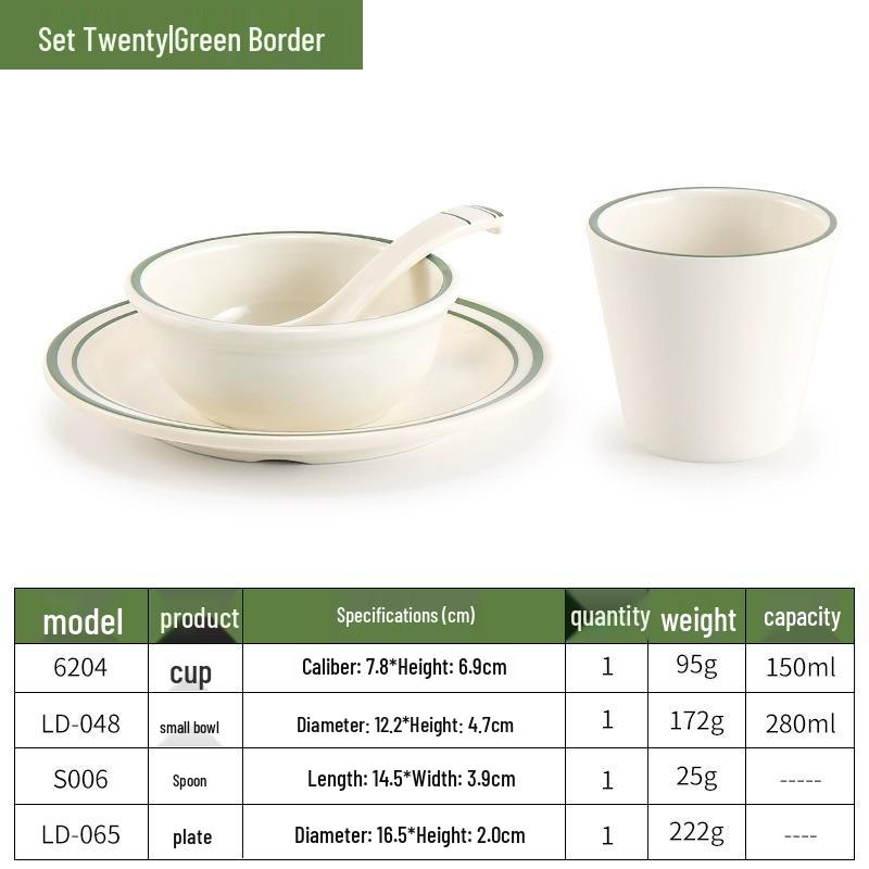 Melamine Four-Piece Table Set: Imitation Porcelain Plastic Bowls & Plates for Restaurants and Hotels