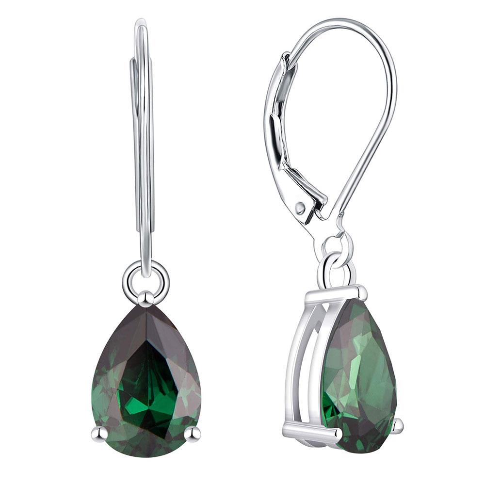 Copper Inlaid Zircon Teardrop Earrings, 925 Sterling Silver, European American Fashion, Women's Gift