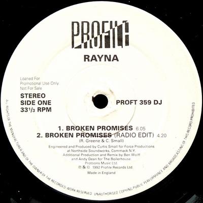 12-Zoll-Schallplatte RAYNA - Broken Promises PROFT359DJPROMO Profile Records 1992 UK Dance & Electronica Gebraucht