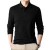 Frühling und Herbst Neues Baumwoll-Langarm-T-Shirt Mittelalter Herren Revers Einfarbiges POLO-Shirt Lockeres T-Shirt