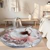 Girl Round Area Rug Suitable for Study Room Playrooms Bedrooms Foyer Antislip Round Carpet Decorate Offices Gift for Festivals