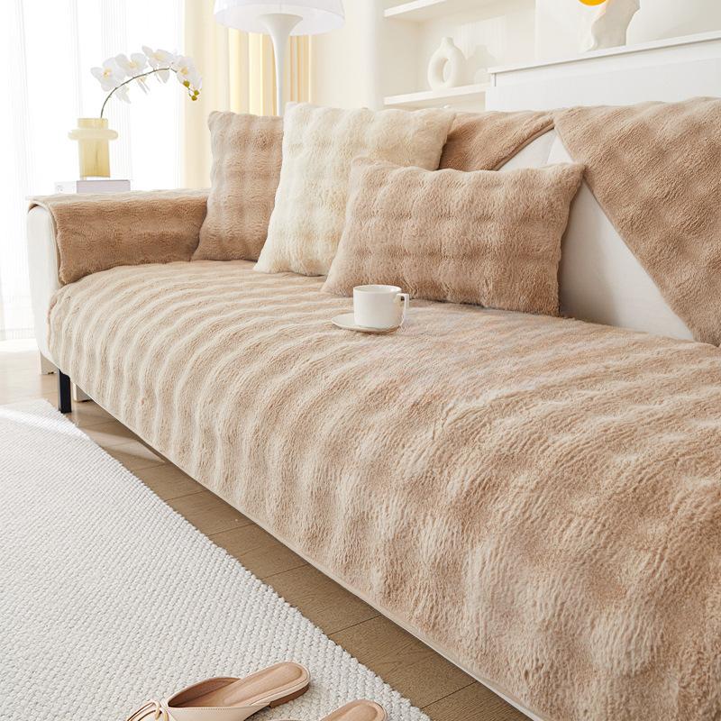 Sofa Cushion Winter Thickened Fleece Cushion Non-Slip Leather Sofa Cover Cover Cloth