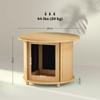 Side Table, Round, with Storage, Sliding Door, Bamboo, Ø60 x 45 cm, Load Capacity up to 20 kg