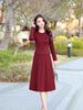 2026 Spring Korean Style Slim Fit Faux Two-Piece Dress - Elegant Round Neck Midi for Women
