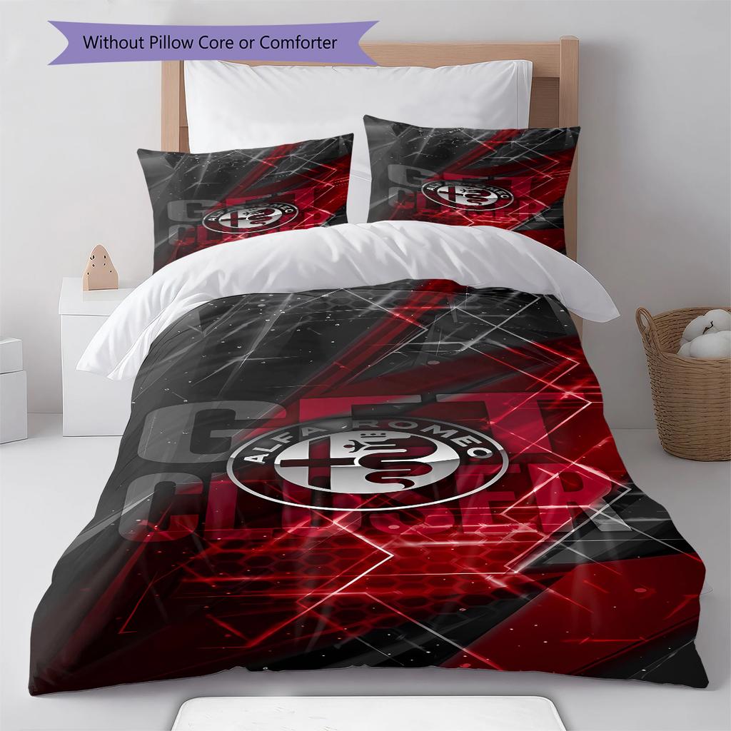 Alpha Romeo Pattern Bedding,Quilt Set Quilt Cover Pillowcase Home Birthday Gift (1 * duvet cover + 2 * pillowcase, without core)