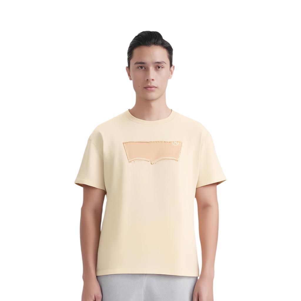 Levis Simple Casual Soft Loose Ribbed Crew Neck Short Sleeve T-Shirt Men Tops Light-Brown 004IS-0001