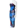 2 Pcs/Set Women Top Skirt Set Bodycon Skinny Colorful Mid-calf Length Animal Thin Backless Butterflies Print Sleeveless