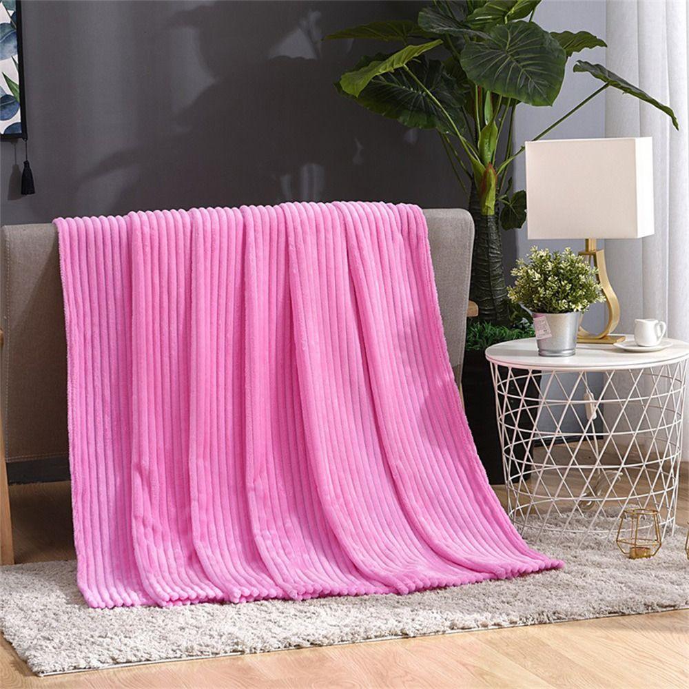 Skin-Friendly Warm Blanket Warm Conditioning Quilt New Plush Striped Blankets  Home Office