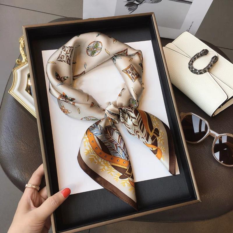 Silk Feeling Scarf Square Satin Head Scarf for Women