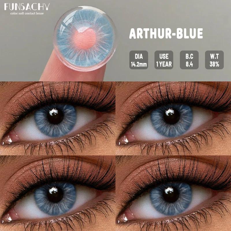 

FUNSACHY 1 пара цветных контактных линз для глаз, натуральные серые мягкие контактные линзы, женский макияж глаз, зеленые зрачки, голубые контактные линзы для глаз