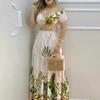 Women's Temperament Elegant Printed High Waist Slim Casual Navel Dress