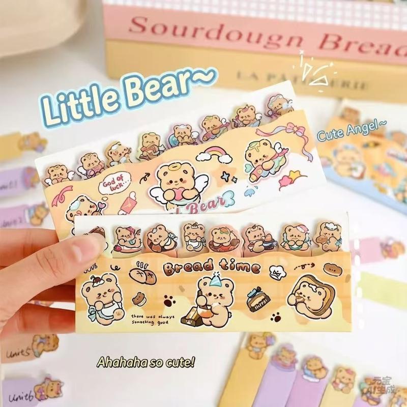 Kawai Supplies Gifts Cute Bear Sticky Notes Creative Cream Bears Row Up N Times Stick Cartoons Indexes Lovely Message Paper