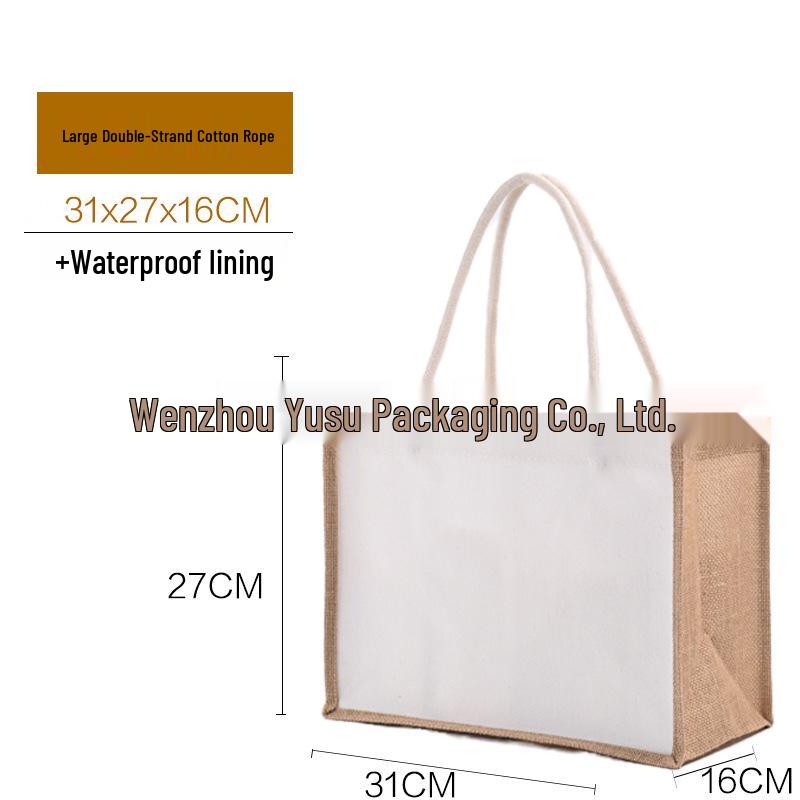 Muji Jute-Style Customizable Tote Bag - Film-Coated, Blank Linen for DIY Hand-Painting