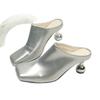 Women’s Square-Toe Metallic Stiletto Slide Mules Fashion Heeled Sandals