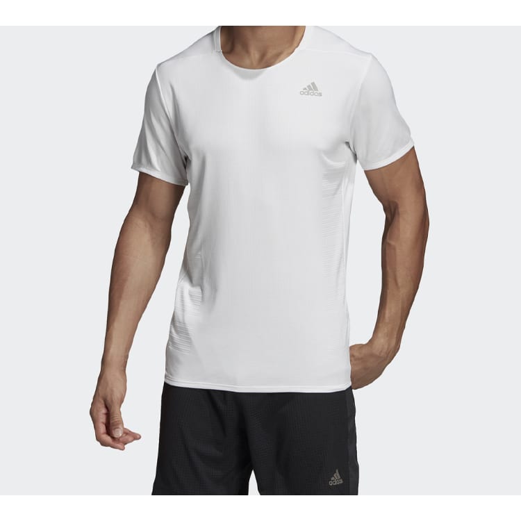 Adidas T Shirts Men's White Crew Neck Moderate Straight Fit DQ1847