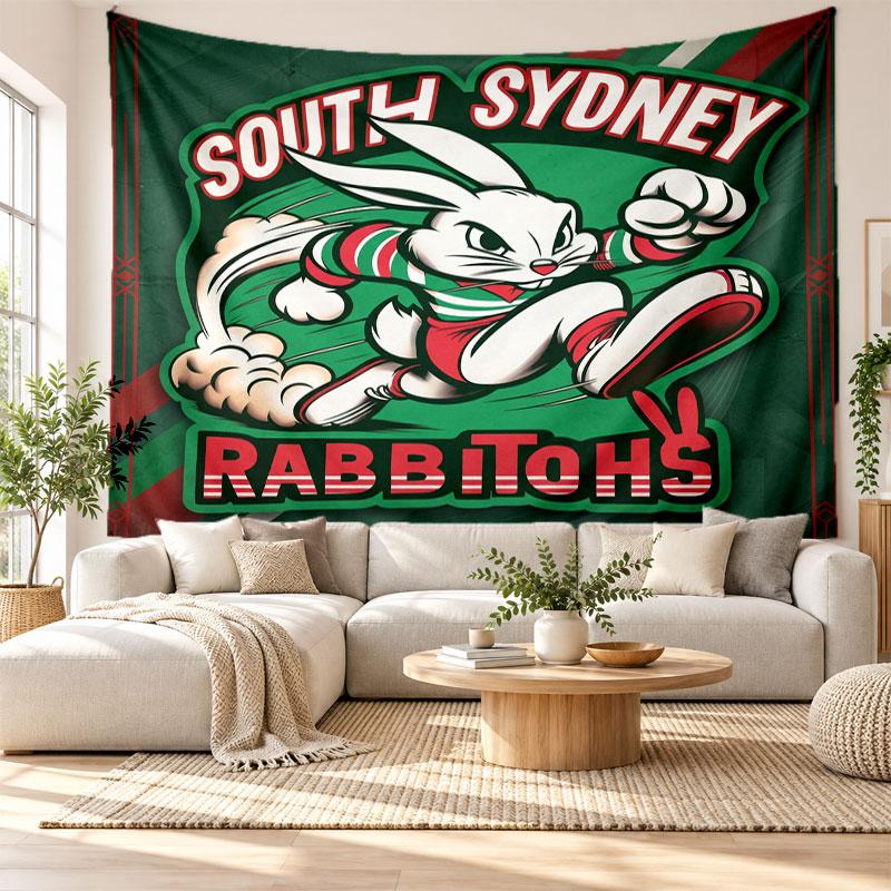 South Sydney Rabbitohs Wall Tapestry, Soft Fabric Wall Hanging, Decorative Backdrop For Bedroom Home Wall Art