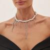 Ingemark Goth Tassel Link Pendant Choker Necklace for Women Trend 2026 Elegant Imitation Pearl Chain Wed Bridal Party Jewelry