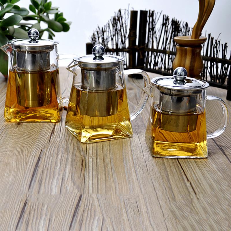 Buy Heatresistant Glass Stainless Steel Filtering Teapot Square Flower Teapot Hightemperatur