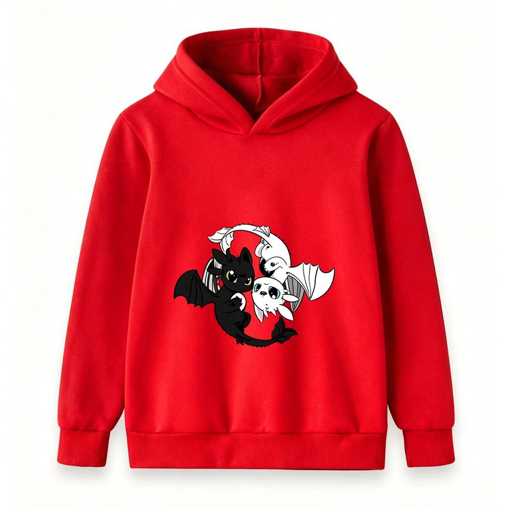 Kids Boys Girls Hoodie Toothless Light Fury Dragon Printed Casual Pullover Hooded Sweatshirt For Children Soft Warm Daily Tops