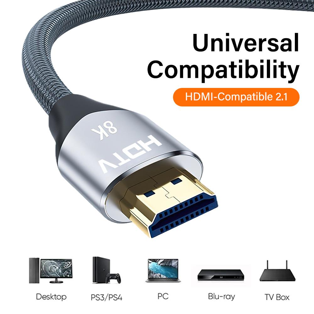 8K Cable 2.1 120Hz 4K HDMI-Compatible 2.1 Cable 8K Ultra High Speed HDR eARC for HDTV Box Projector PS4 Audio Cable 1M 2M 3M 5M 10M