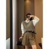 YS Women's Korean Style Slim Fit Layered Sweater Vest - Autumn/Winter Round Neck with Gold Buttons