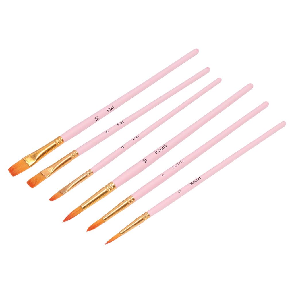 6pcs Paint Brushes Multimodal Nylon Hair 6 Different Sizes Oil Paint Brushes for Oil Watercolor Painting Gouaching Gift