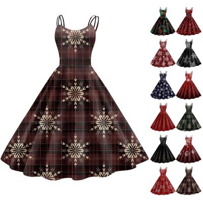 Women's Fashion Sexy Strapless Gothic Cocktail Christmas Graphic Printed Vintage Long Dresses