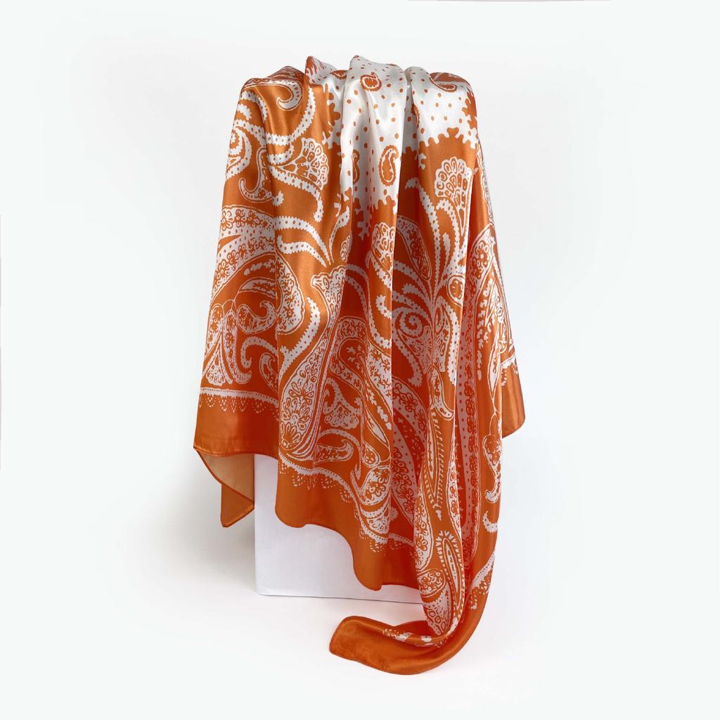 90cm Silk Scarf Ladies Large Square Scarf New Cashew Printed Turban Shawl Silk Scarf Silk Scarf Ladies Fashion