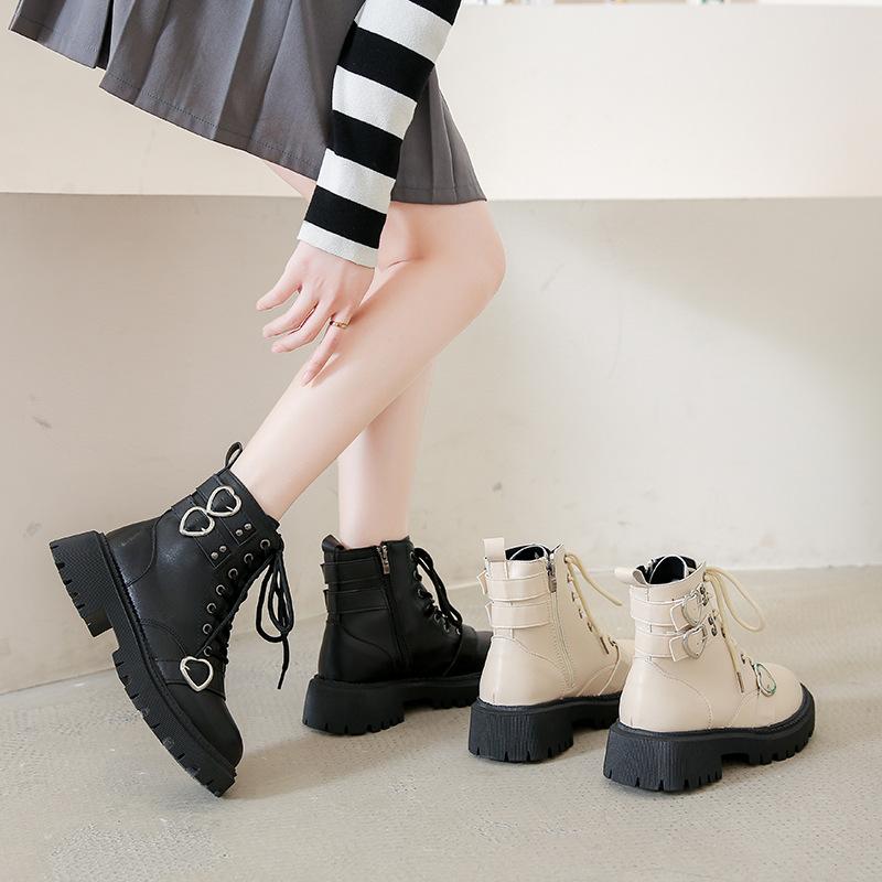 Bottes pour femmes à lacets croisés de couleur unie pour tous les jours, bottes de moto coupe-vent noires pour femmes