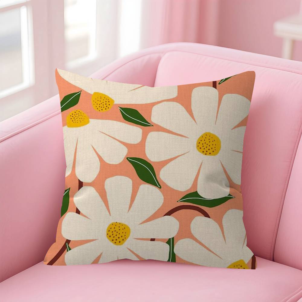 Colorful Embroidery Daisy Pillow Gift Home Office Decoration Bedroom Sofa Car Cushion Cover Case 45X45