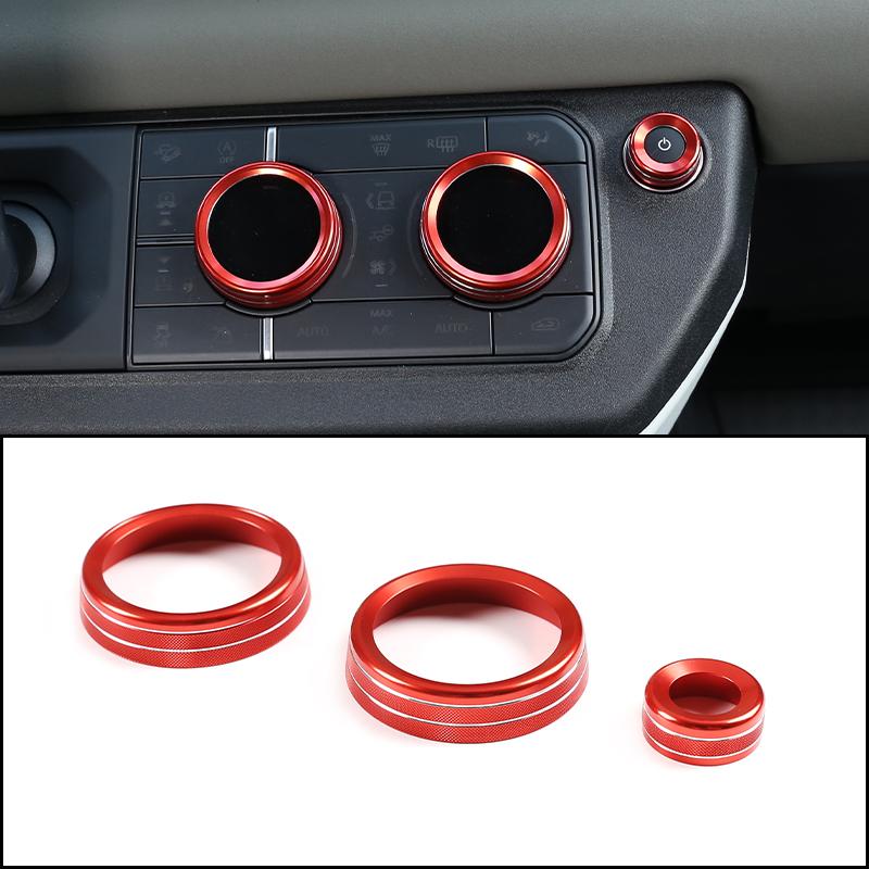 cheya Car central control air conditioner volume knob decorative cover For Land Rover Defender 110 2020+ Aluminum accessories
