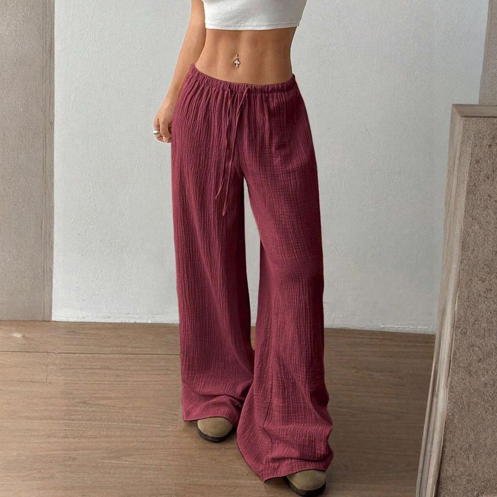 Women's Pants Fashion Casual Pants Solid Color Drawstring Pants